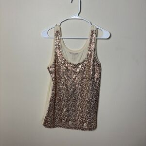 Banana Republic Bronze Sequenced Tank Top Sequence Size M
